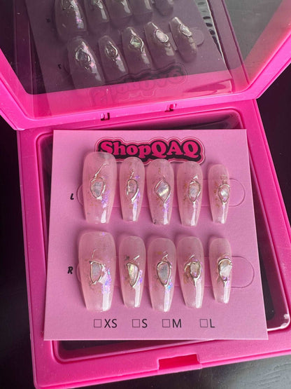 Aurora Mermaid Mother-of-Pearl Press-On Nails False Nails from SHOPQAQ