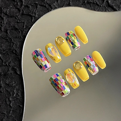 Multi-Color Laser Glitter Press On Nail Art False Nails from SHOPQAQ