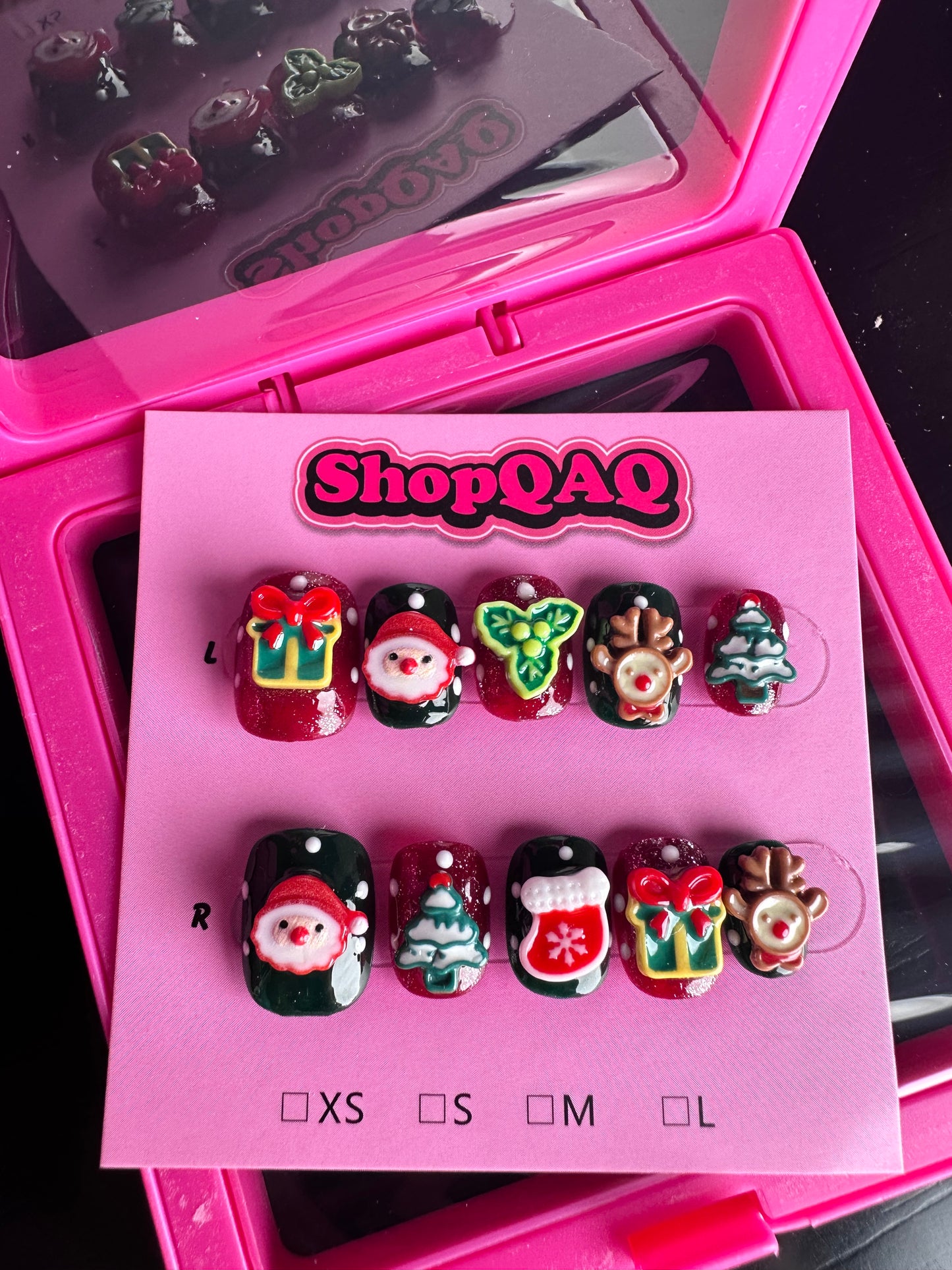 Handcrafted Christmas Press-On Nails - Short Festive Snowman & Reindeer Removable Nail Art False Nails from SHOPQAQ