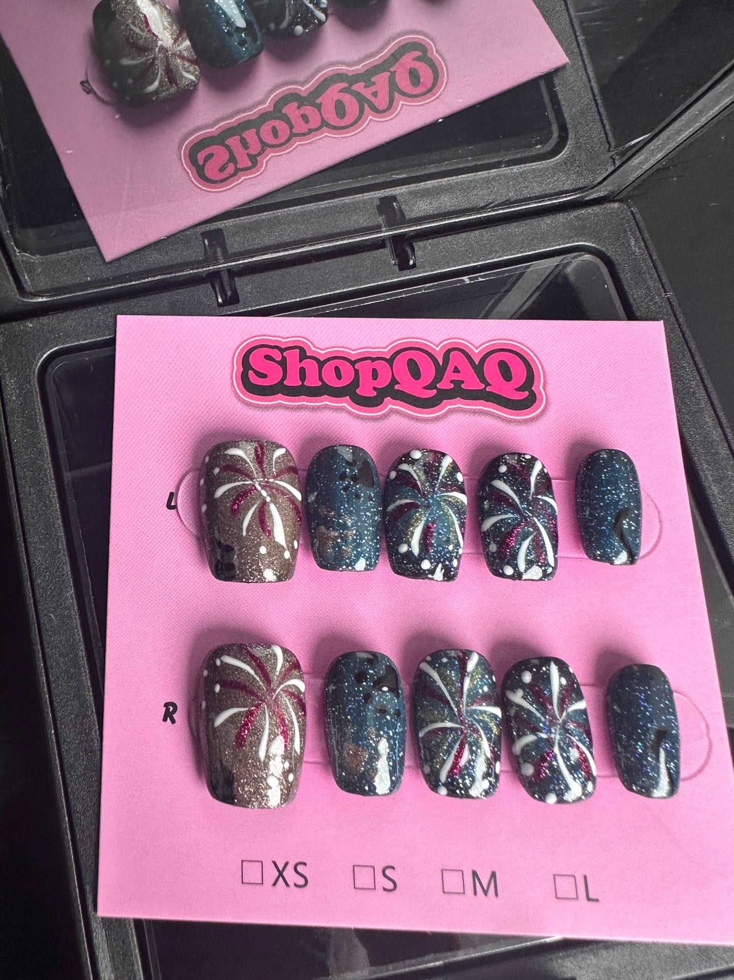 Cat Eye Firework Press-On Nails - Handcrafted High-End Short Gel Nails for Fall/Winter False Nails from SHOPQAQ