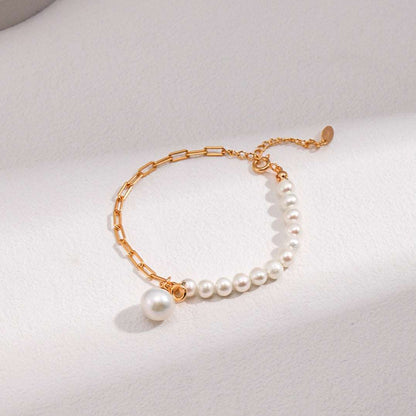 Elegant Baroque Pearl Splice Chain Bracelet Bracelets from SHOPQAQ