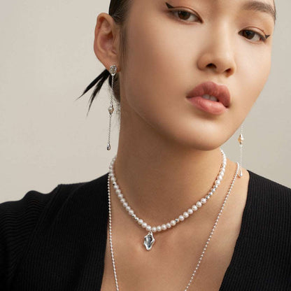 Chain Pearl Long Earrings earrings from SHOPQAQ