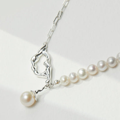 10MM Round Pearl Sterling Silver Necklace necklaces from SHOPQAQ