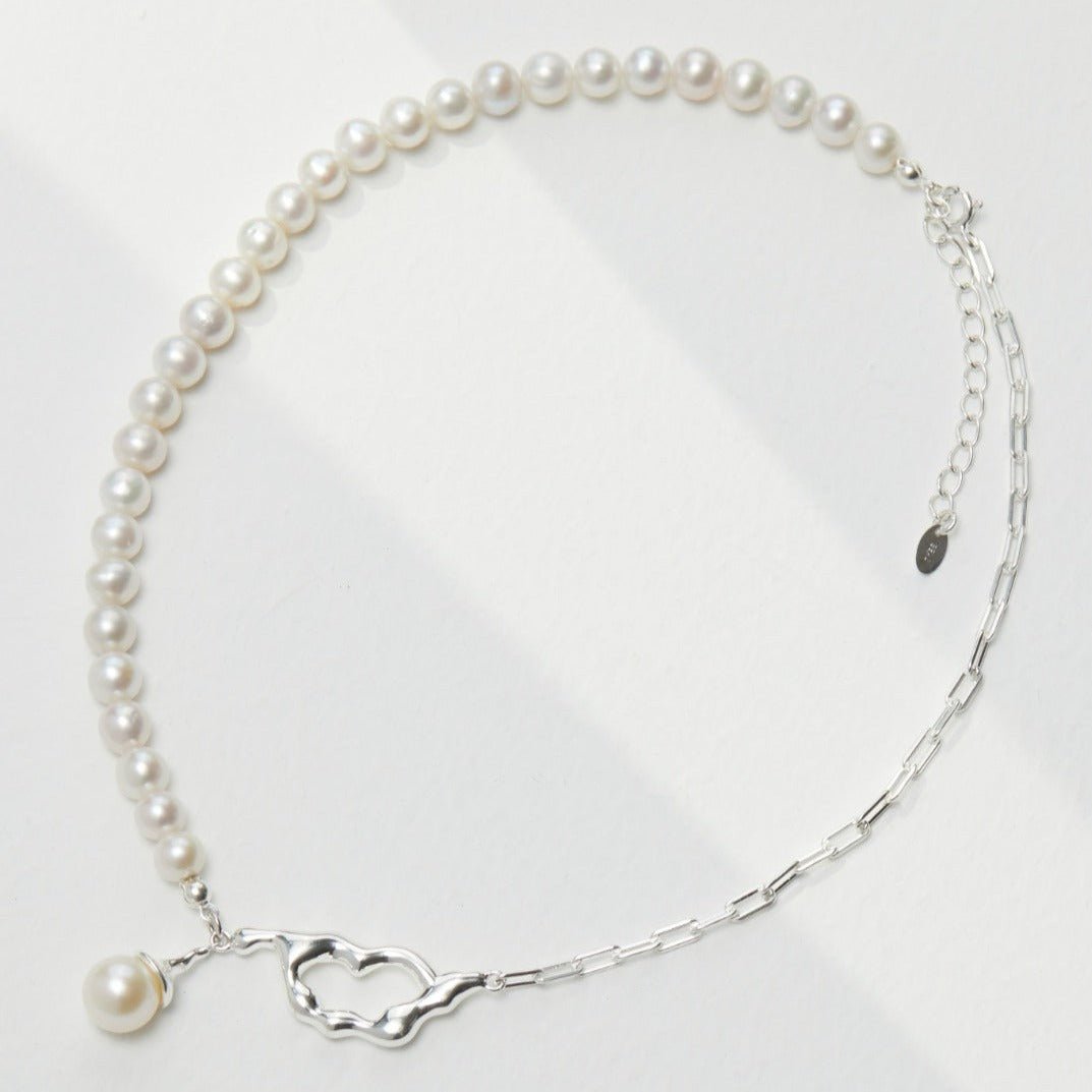 10MM Round Pearl Sterling Silver Necklace necklaces from SHOPQAQ