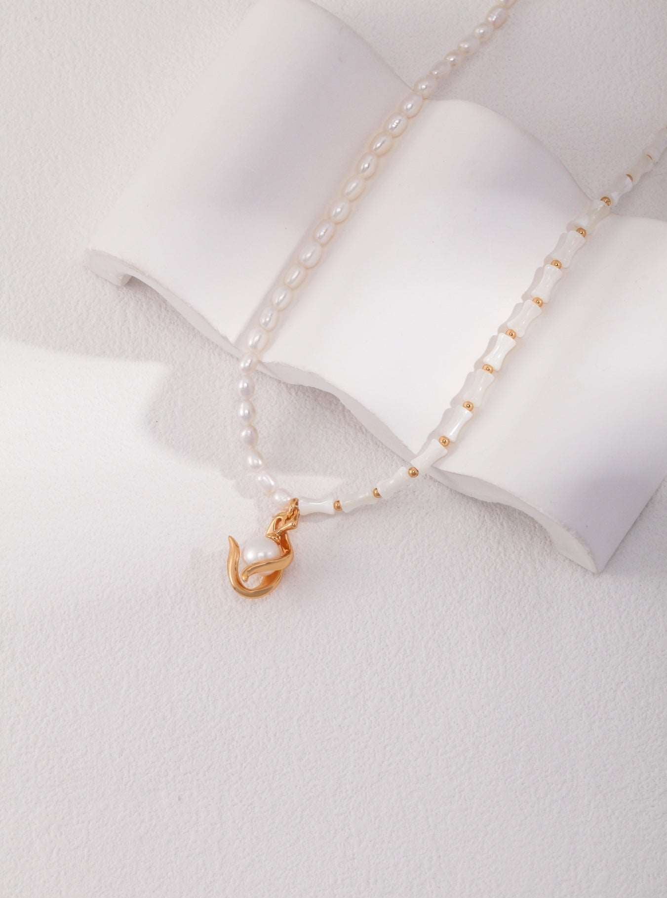 Bamboo-Infused Natural Pearl Necklace: A Perfect Blend of Elegance necklaces from SHOPQAQ