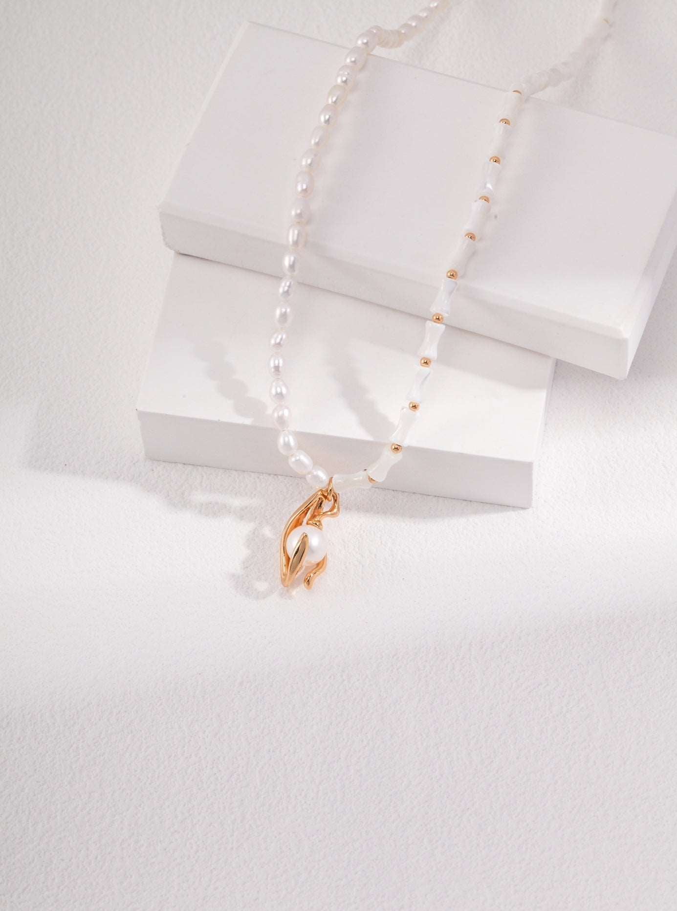 Bamboo-Infused Natural Pearl Necklace: A Perfect Blend of Elegance necklaces from SHOPQAQ