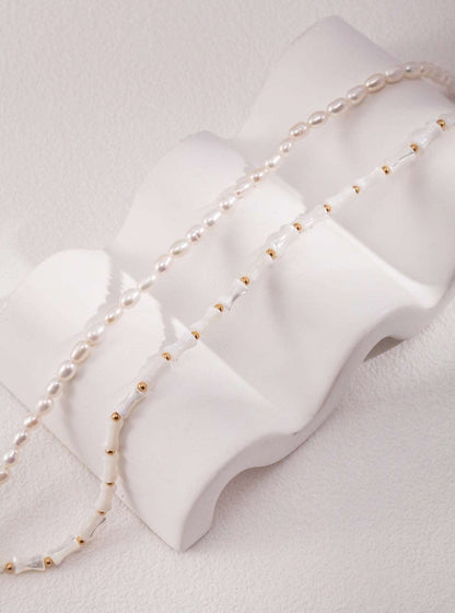 Bamboo-Infused Natural Pearl Necklace: A Perfect Blend of Elegance necklaces from SHOPQAQ