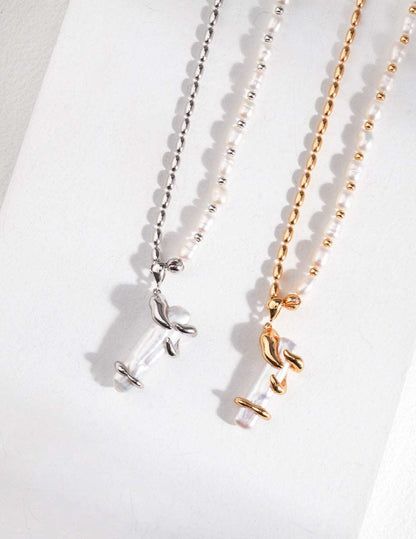 Baroque Pendant Metal-Accented Pearl Necklace necklaces from SHOPQAQ