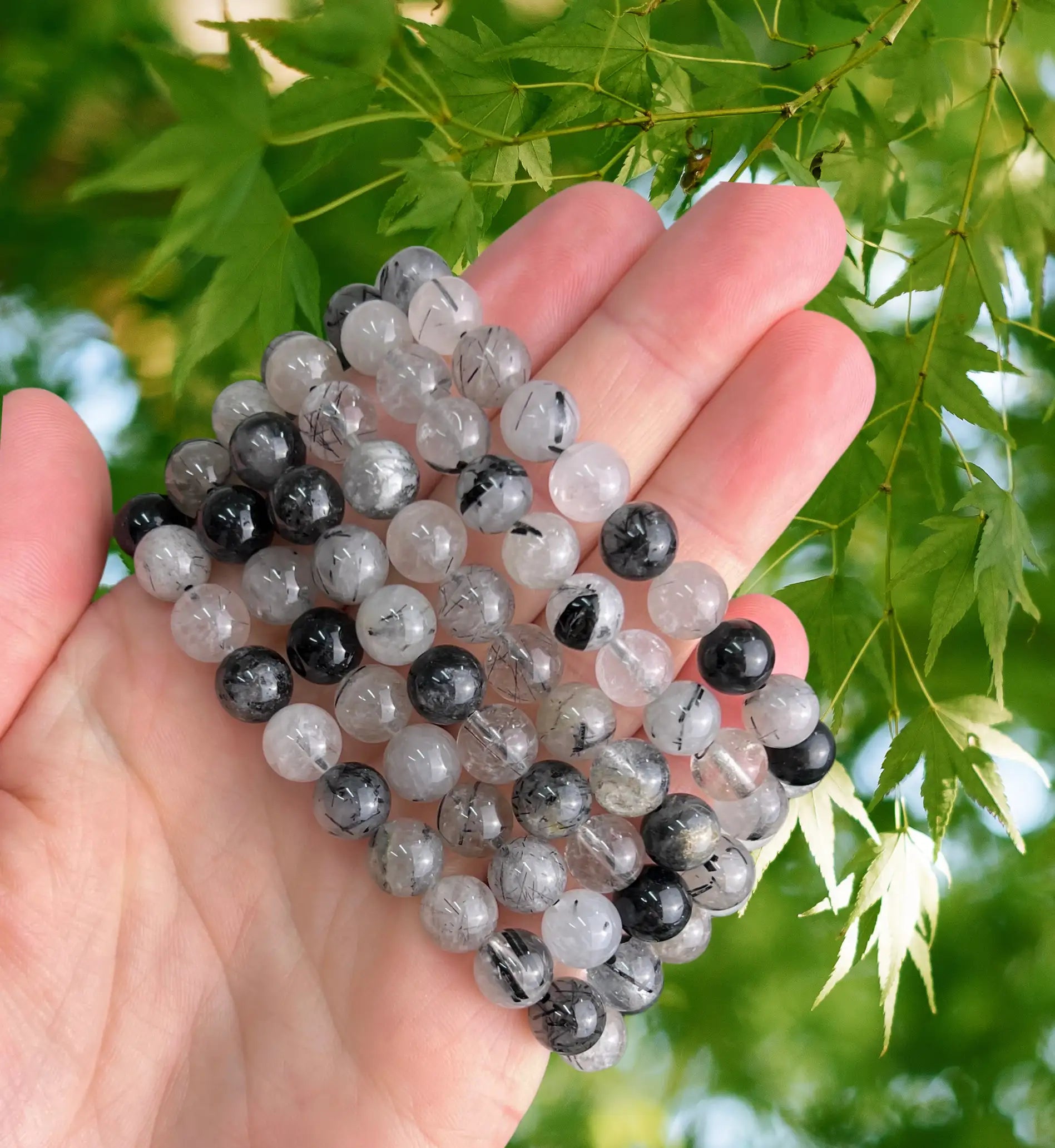 One Tourmalinated Quartz Bracelet 8mm | Bracelets | SHOPQAQ