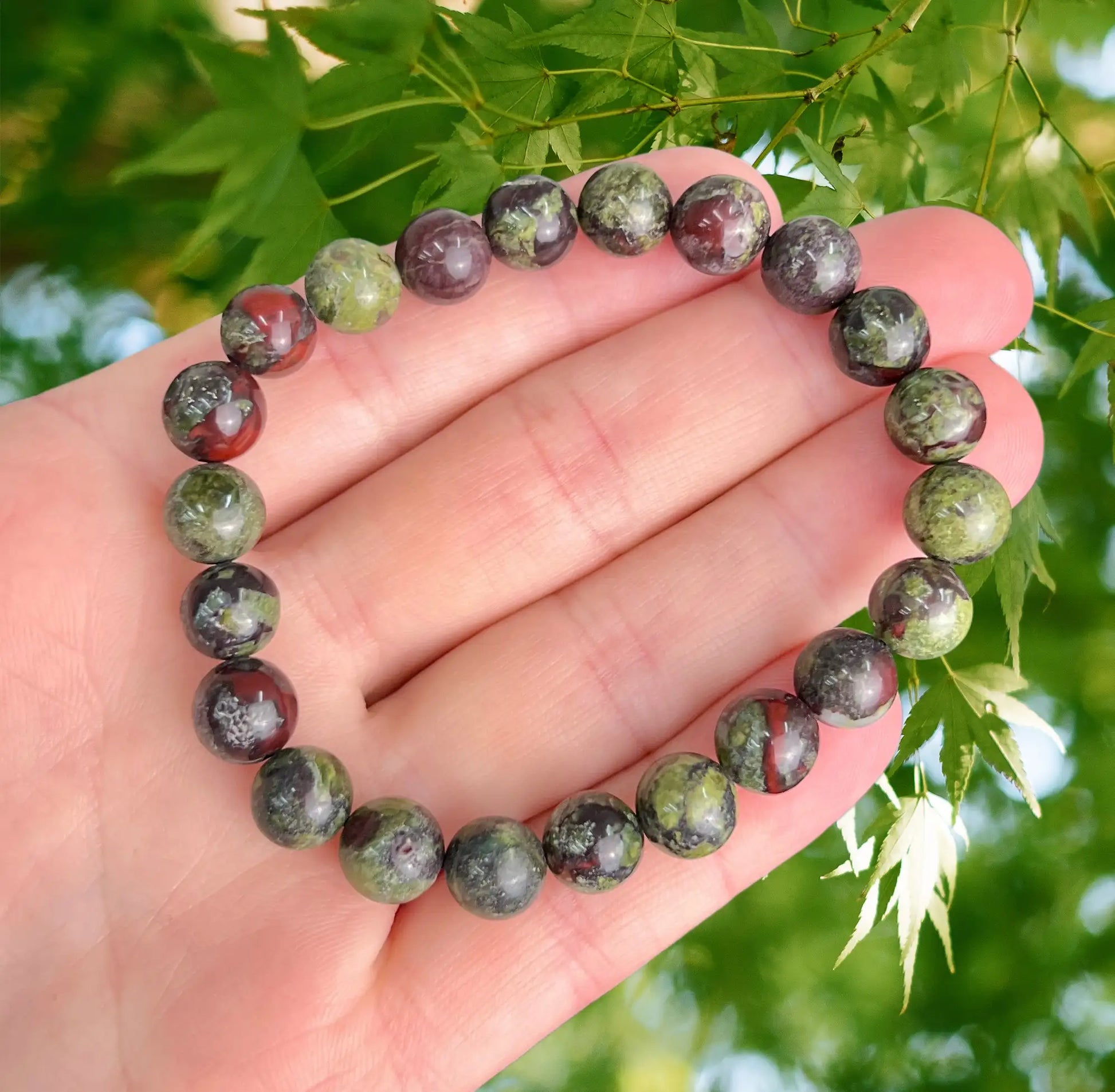 One Dragon Blood Jasper Bracelet 8mm Bracelets from SHOPQAQ