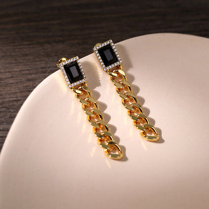 Black Square Zircon Chain Earrings earrings from SHOPQAQ