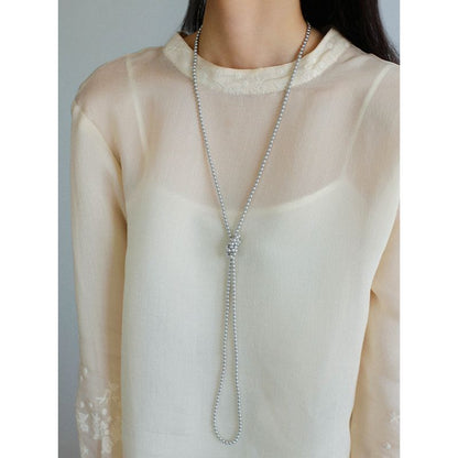 Swarovski Grey 4mm Pearl Long Necklace | necklaces | long, Necklace, pearl, pearl necklace, sale, Swarovski | SHOPQAQ