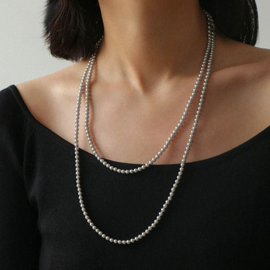 Swarovski Grey 4mm Pearl Long Necklace | necklaces | long, Necklace, pearl, pearl necklace, sale, Swarovski | SHOPQAQ