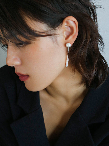 925 Silver Toothpick Pearl Long Earrings earrings from SHOPQAQ