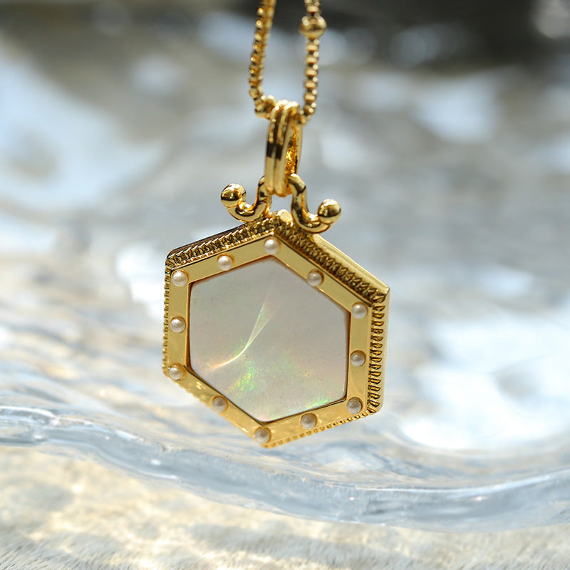 Geometric Hexagonal Shell Necklace necklaces from SHOPQAQ