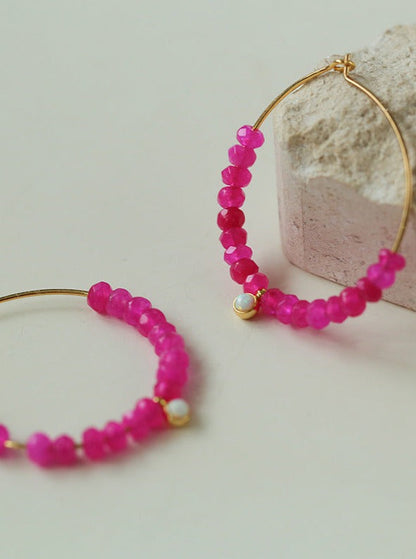 Enchanting Dragon Fruit Hued Beads Opal Earrings | earrings | 7new, _badge_new, Colorful, Earrings | SHOPQAQ