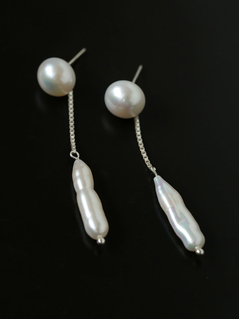 925 Silver Toothpick Pearl Long Earrings earrings from SHOPQAQ
