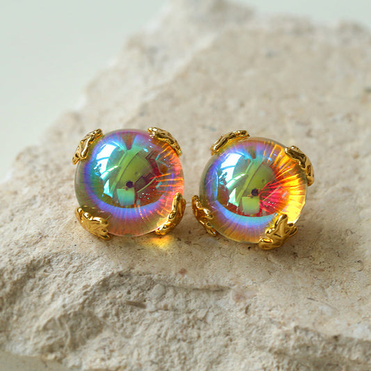 Colorful Gemstone Bubble Earrings | earrings | 18K gold plated, 925 silver needle, 9new, _badge_new, Earrings, glass crystal | SHOPQAQ