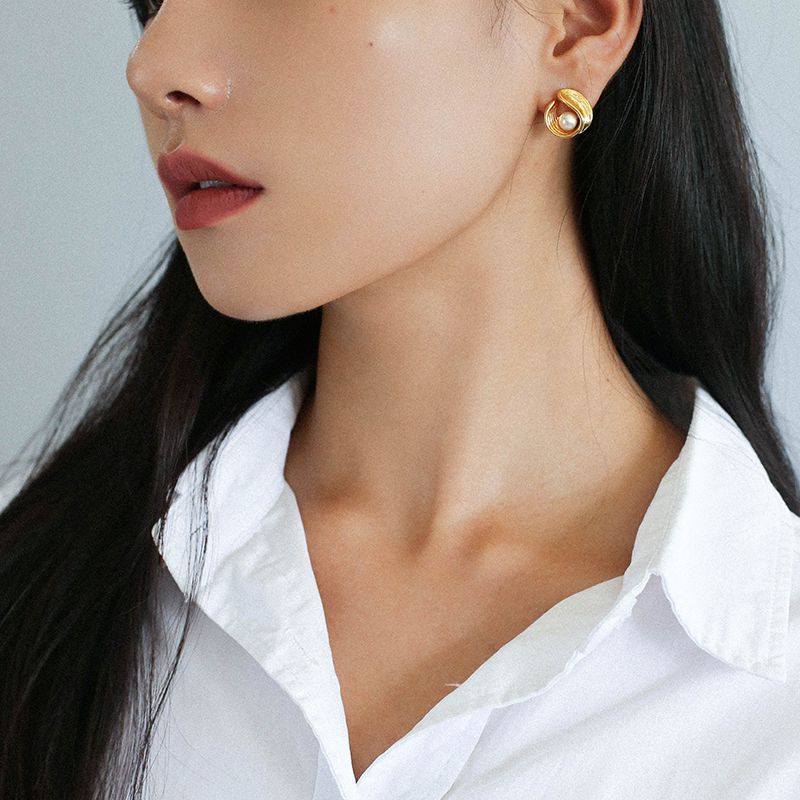 French Pearl Small Earrings | earrings | 18k gold plated, 9new, _badge_new, earring, pearl, Pearl earrings | SHOPQAQ