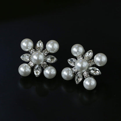 Antique Snowflake Zircon Pearl Earrings | earrings | 7new, _badge_new, _bagde_new, earrings, pearl, pearl earrings | SHOPQAQ