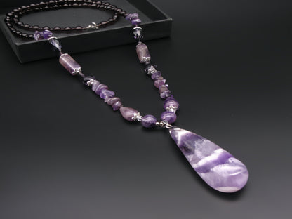 Purple Cassia Rhodochrosite handmade Long Necklace | Necklaces | SHOPQAQ