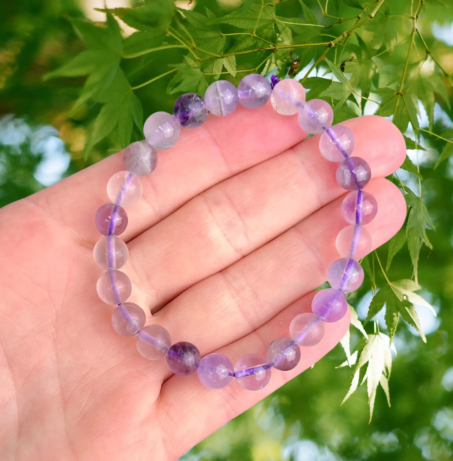 One Purple Fluorite Bracelet 8mm Bracelets from SHOPQAQ