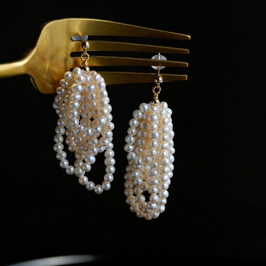 French Sweet Multilayer Rice Pearl Earrings | earrings | Earrings, Natural pearl, Pearl, Pearl Earrings | SHOPQAQ