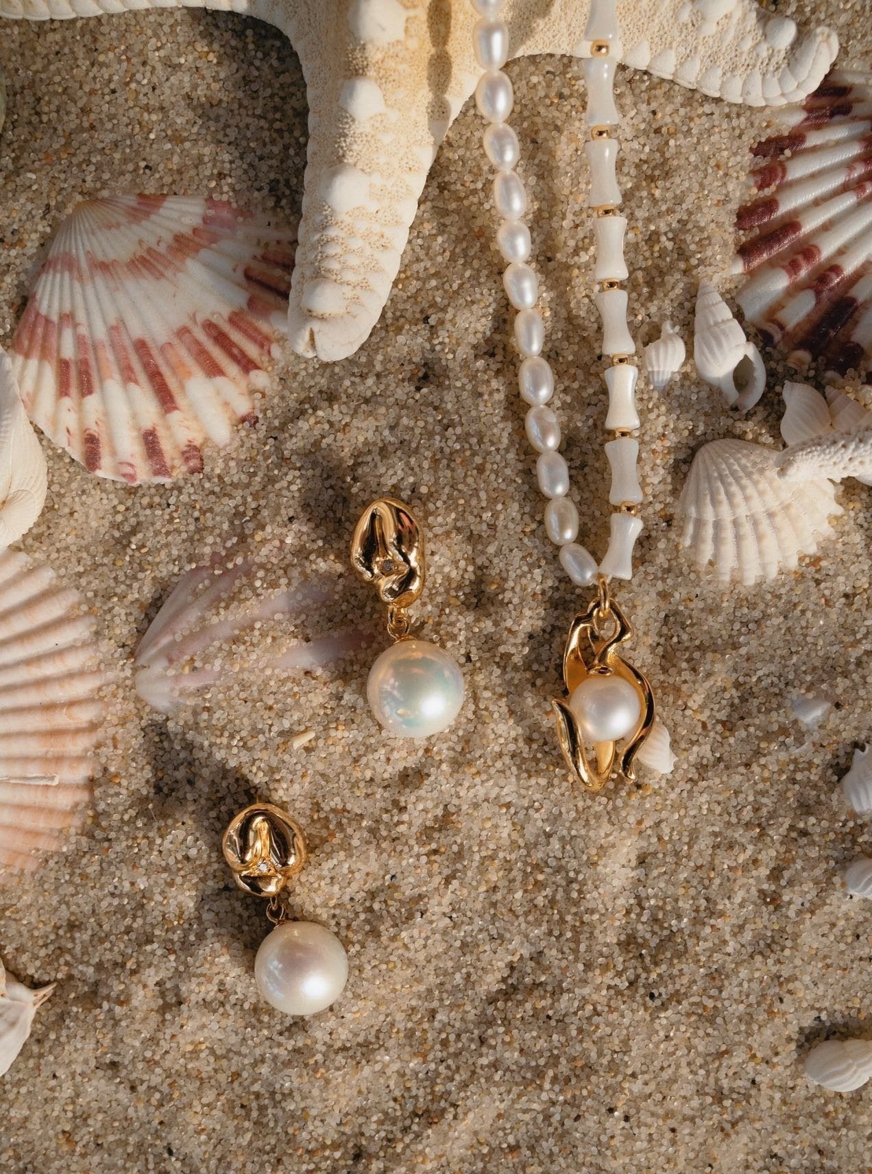 Asymmetrical Textured Pearl Earrings with Zircon Accents | earrings | 925earrings, _badge_S925, earrings, Pearl, Pearl Earrings, s925, simsmore | SHOPQAQ
