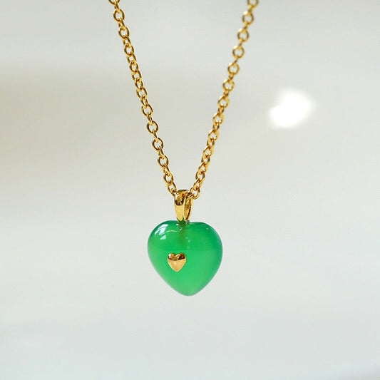 Green chalcedony Love Necklace | necklaces | 925 necklace, _badge_S925, necklace, sale | SHOPQAQ