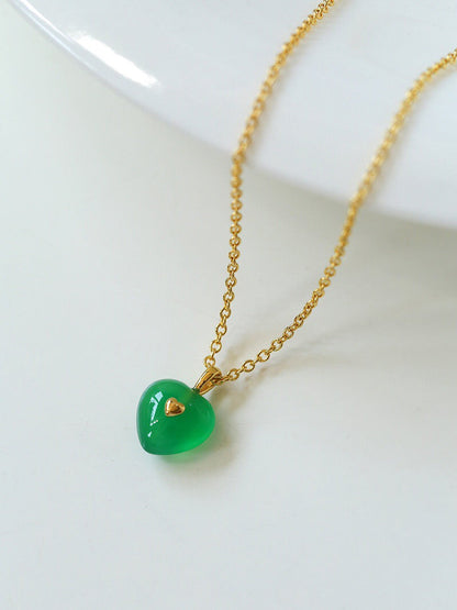 Green chalcedony Love Necklace necklaces from SHOPQAQ