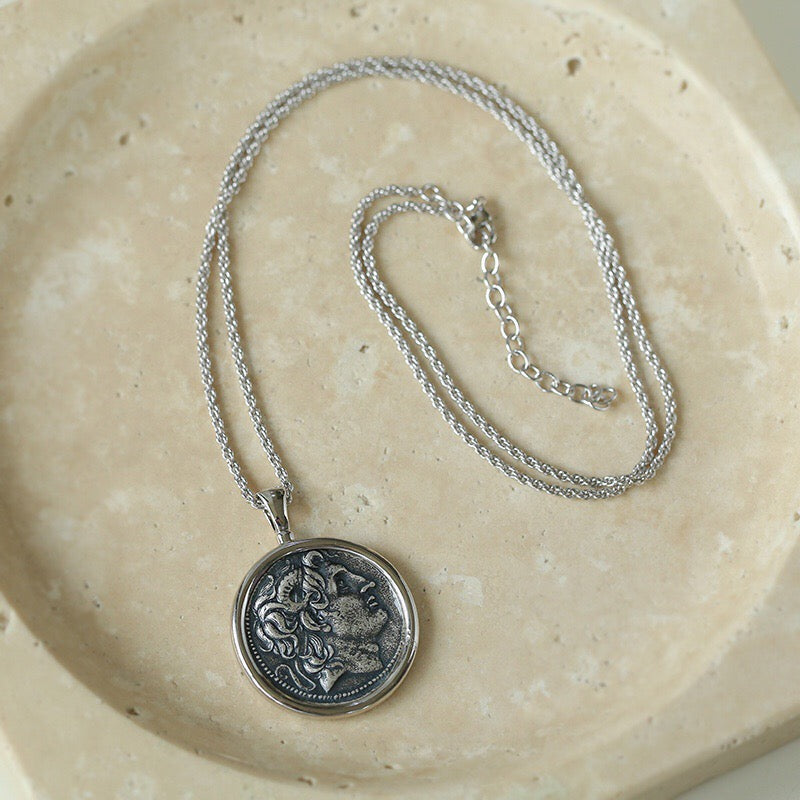 Classic Alexander Silver Coin Plus Necklace | necklaces | 6new, 925 necklace, 925 silver, _badge_S925, Acrylic, nacklace, Necklace, s925, Vintage | SHOPQAQ