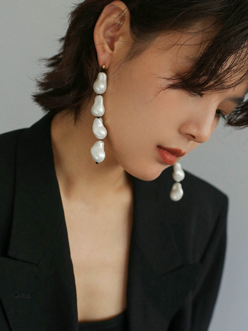 Artificial Baroque Beaded Earrings | earrings | 5new, baroque, bead, earrings, pearl, s925 | SHOPQAQ