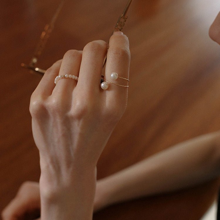 Simple Pearl 14k Gold Bead Ring Rings from SHOPQAQ