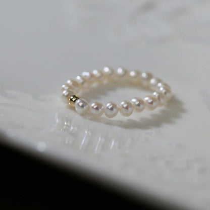 Simple Pearl 14k Gold Bead Ring Rings from SHOPQAQ