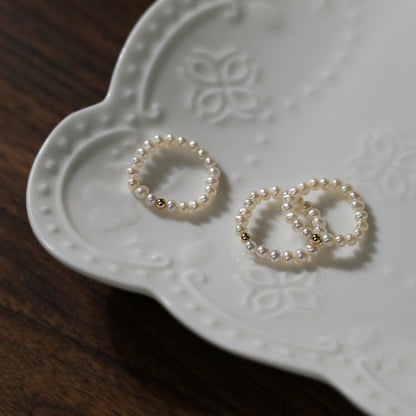 Simple Pearl 14k Gold Bead Ring Rings from SHOPQAQ