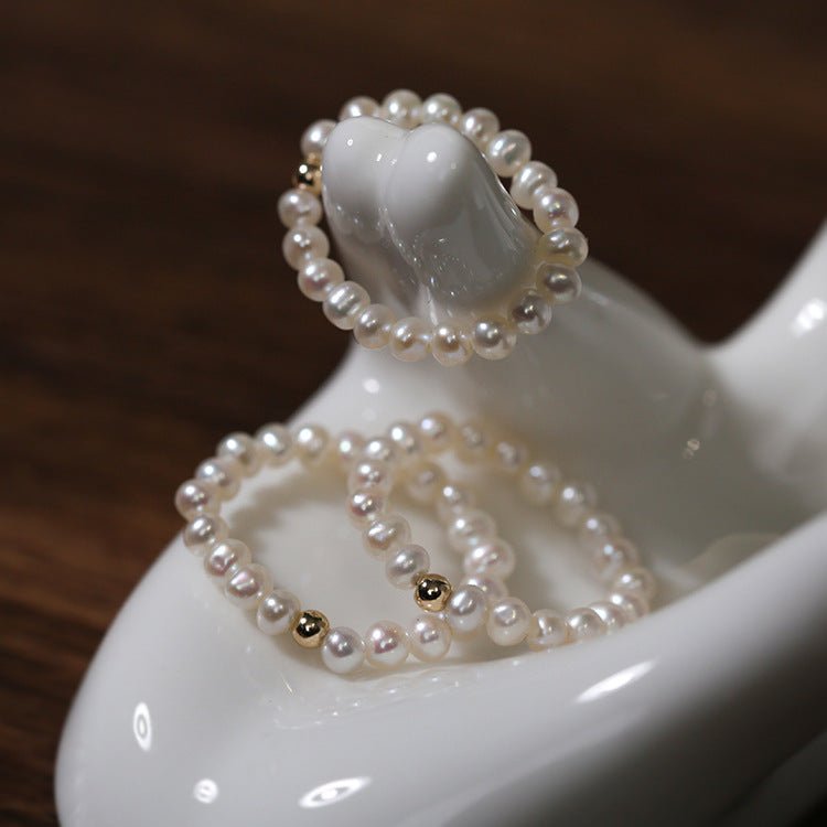 Simple Pearl 14k Gold Bead Ring Rings from SHOPQAQ