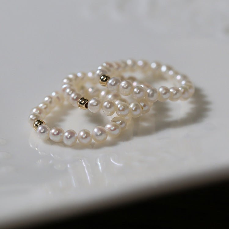 Simple Pearl 14k Gold Bead Ring Rings from SHOPQAQ