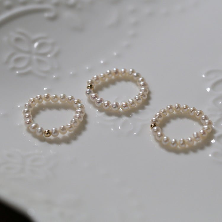 Simple Pearl 14k Gold Bead Ring Rings from SHOPQAQ