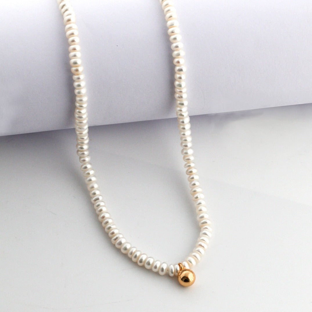Gold Bead Pendant Pearl Necklace necklaces from SHOPQAQ