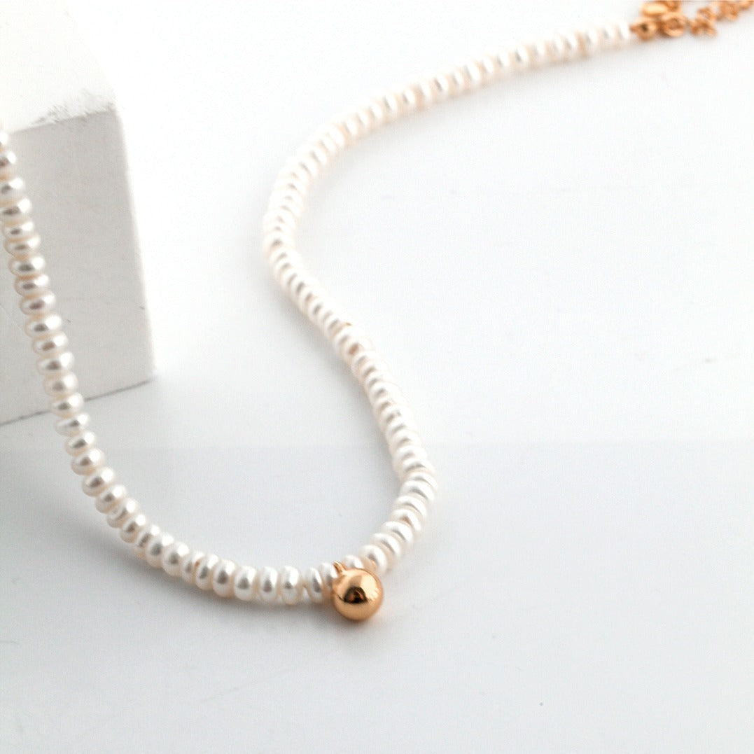 Gold Bead Pendant Pearl Necklace necklaces from SHOPQAQ