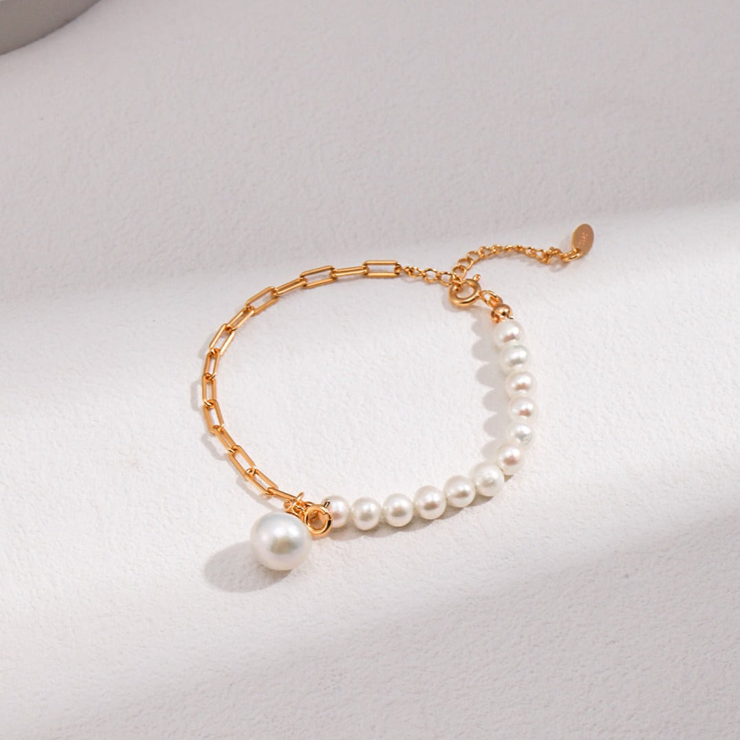 Elegant Baroque Pearl Splice Chain Bracelet Bracelets from SHOPQAQ