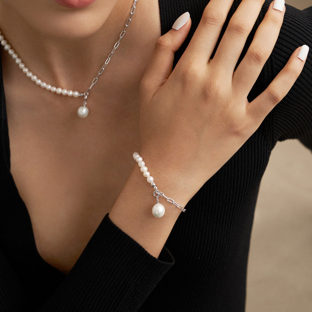 Elegant Baroque Pearl Splice Chain Bracelet Bracelets from SHOPQAQ