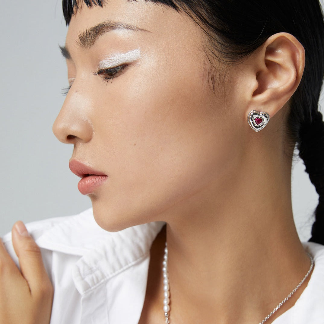 Love Heart Zirconia Earrings | earrings | 925earrings, _badge_S925, earrings, Gold Earrings, s925, simsmore | SHOPQAQ