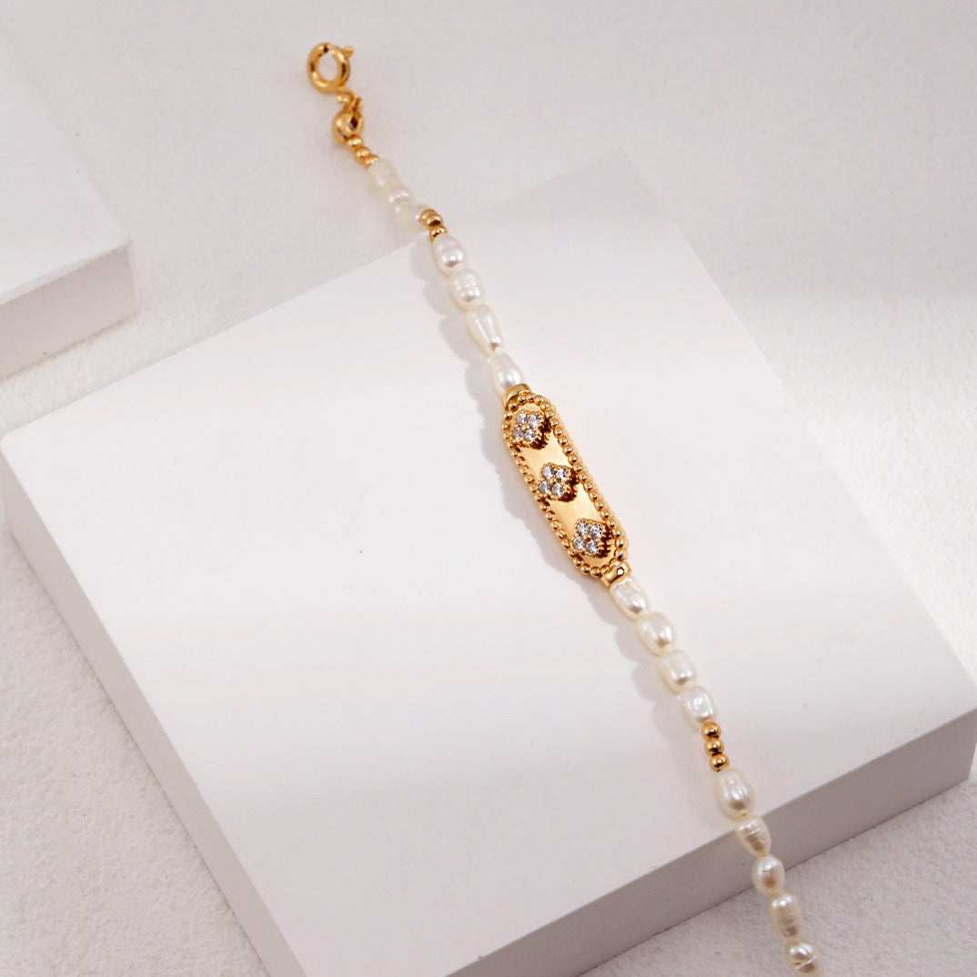 Flower Zircon Natural Pearl Bracelet | Bracelets | 925, 925Bracelet, _badge_S925, Bracelet, pearl bracelet, s925, simsmore | SHOPQAQ