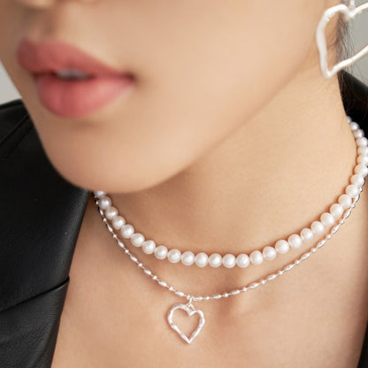 Irregular Heart Pendant Necklace: Artistic Asymmetry | necklaces | 925necklace, _badge_S925, Chain Necklace, necklace, Pendant Necklace, s925, simsmore | SHOPQAQ
